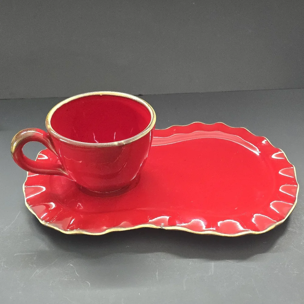 Rare Sur La Tab Breakfast Tray/Plates Red Santa Plate Made in Italy 12” Platter